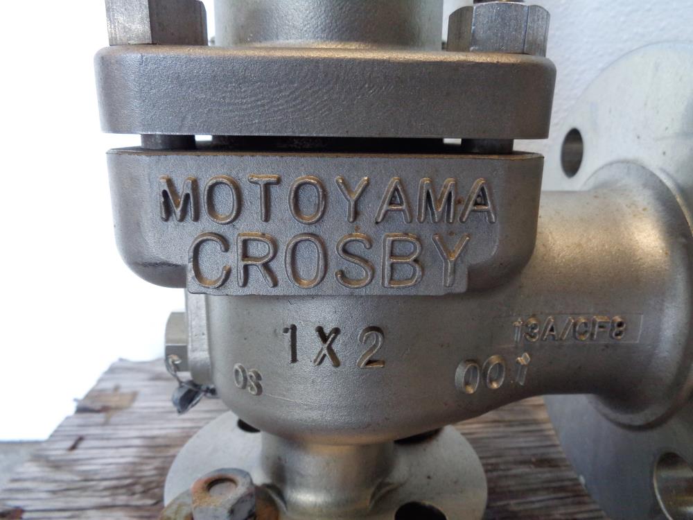 Motoyama Crosby 1"x2"  150# RF Flanged Safety Relief Valve, Stainless JNO-15S0-A